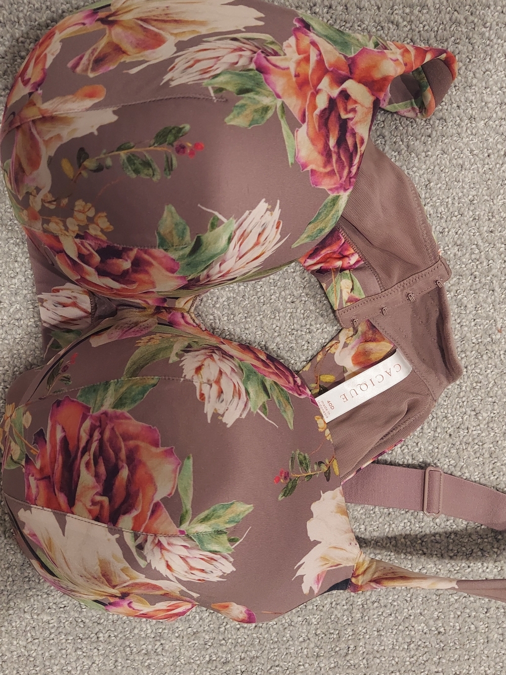 Cacique Mauve Floral T-Shirt Bra with Multicolor Blooms